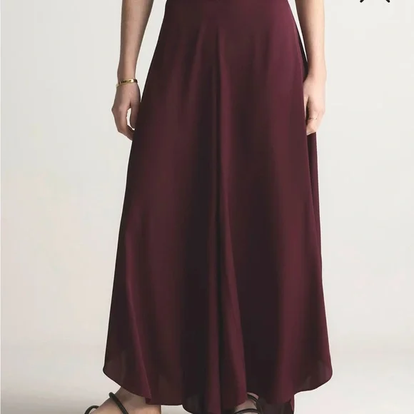 Quince Silk Wide-Leg Palazzo Pants (wine) - Picture 3 of 6